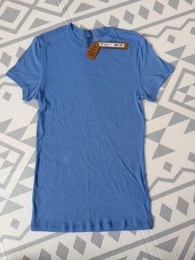 SKIMS Light Blue Ribbed Short Sleeve Top